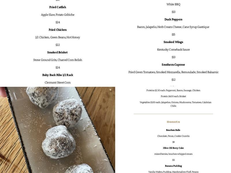 The Kitchen Table Menu