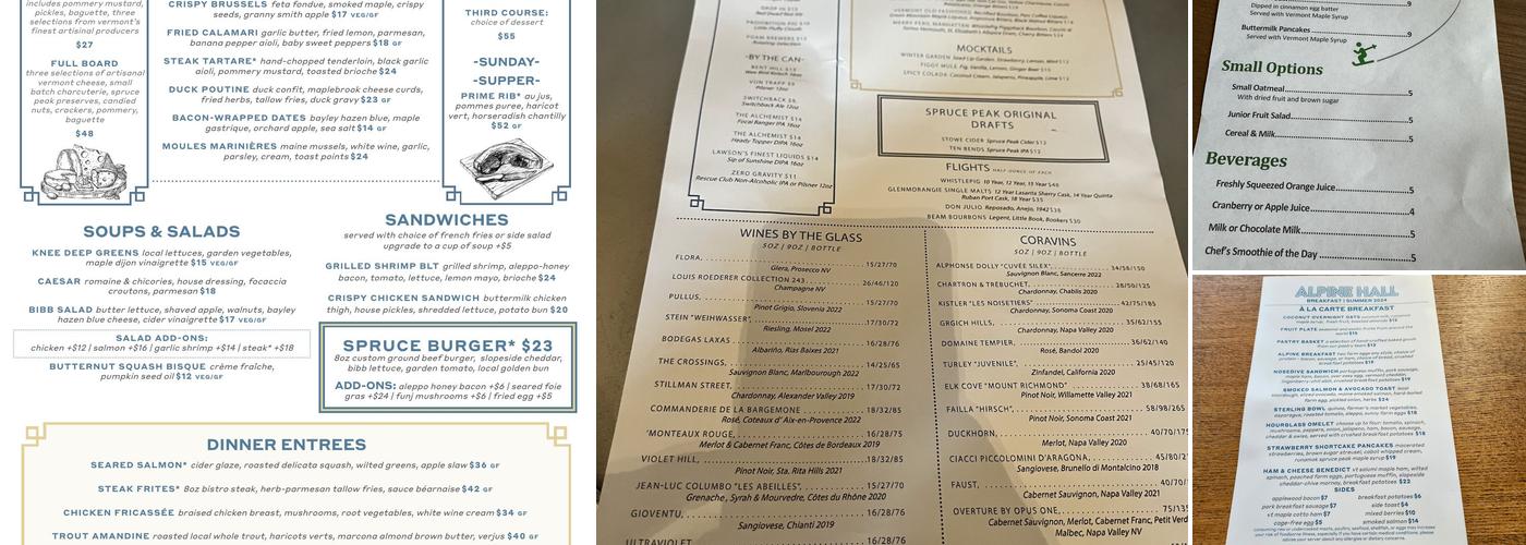 Alpine Hall Menu