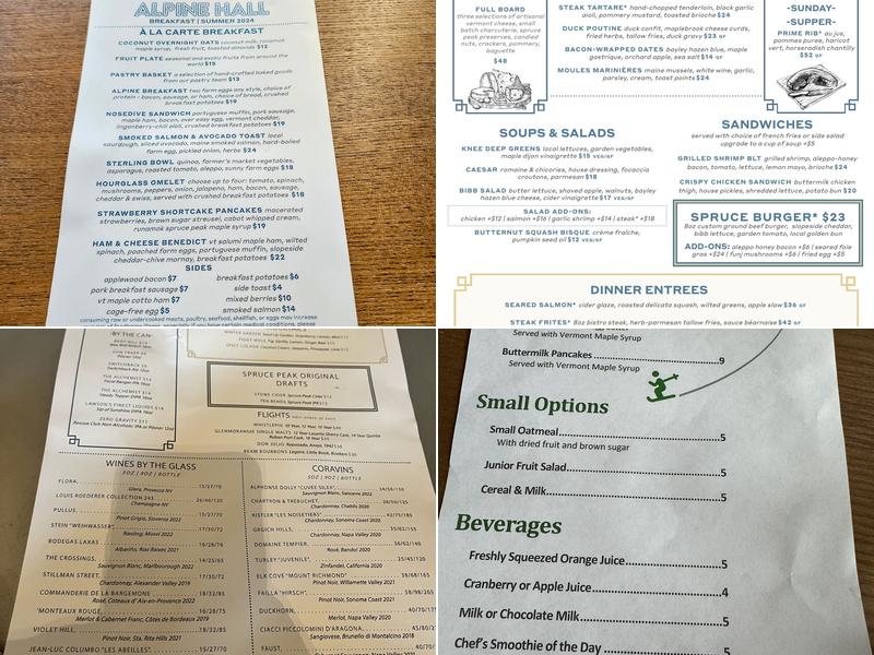 Alpine Hall Menu