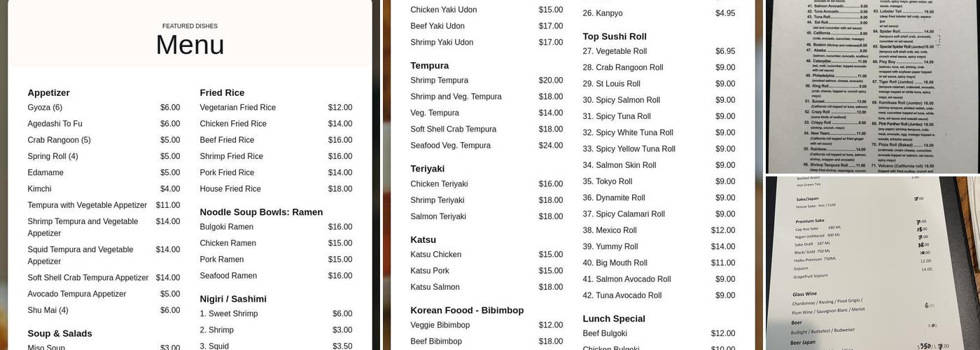 Top Sushi Menu