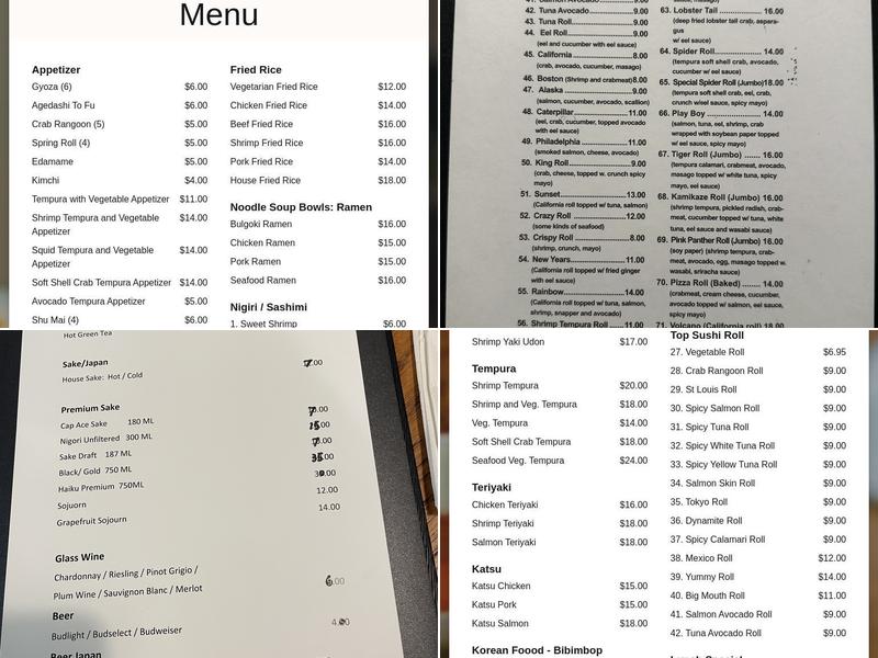 Top Sushi Menu