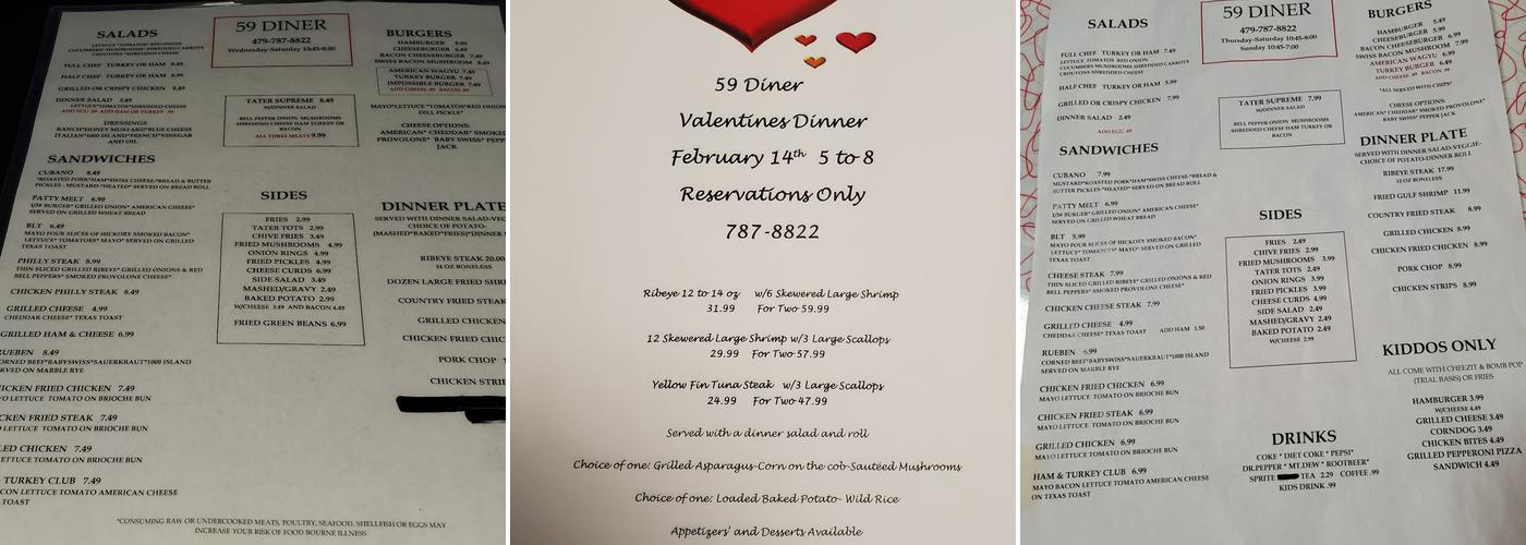 AR 59 Diner Menu