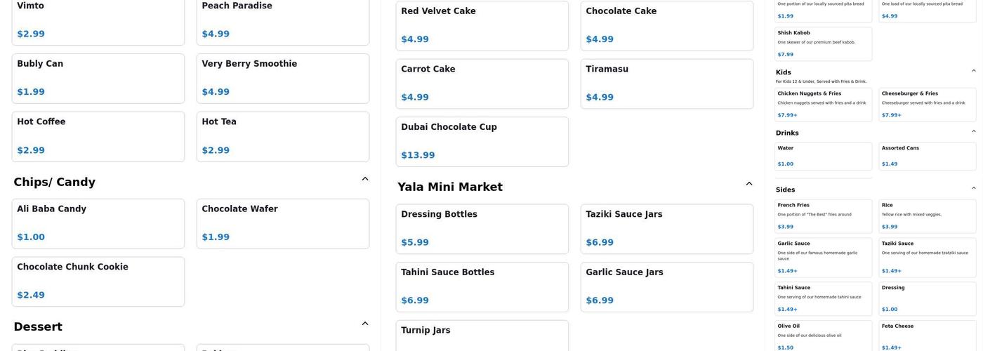 Yala Kol Menu