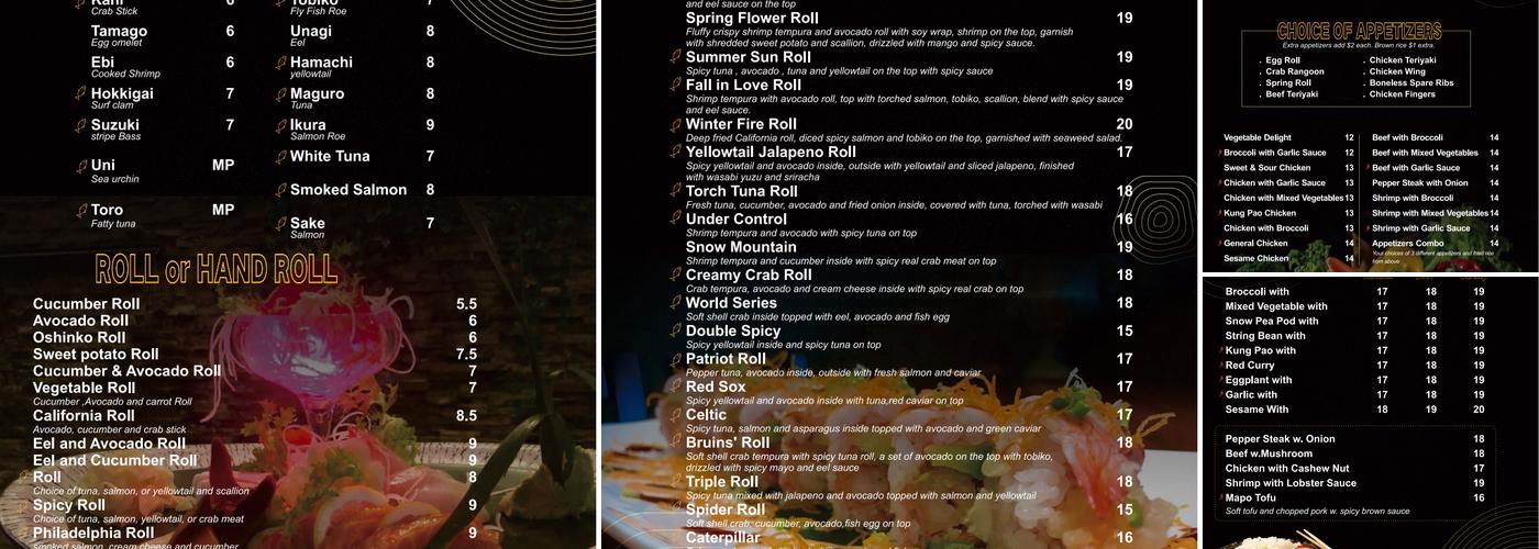 Fuchi Asian Cuisine Westford Menu