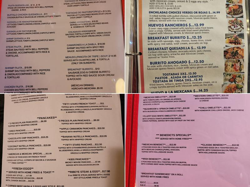 American & Mexican Diner Menu