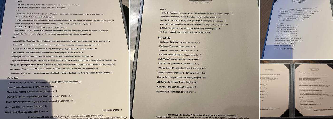 Proudfoot & Bird Menu