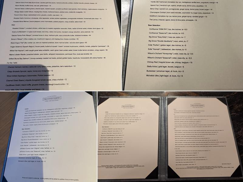 Proudfoot & Bird Menu