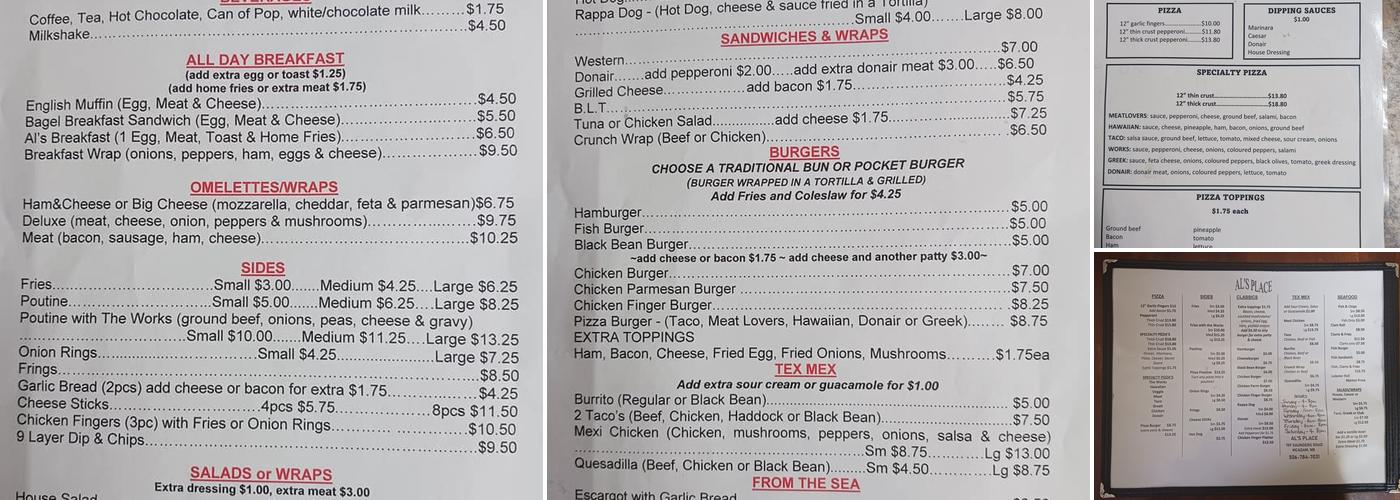 Al's Place Menu