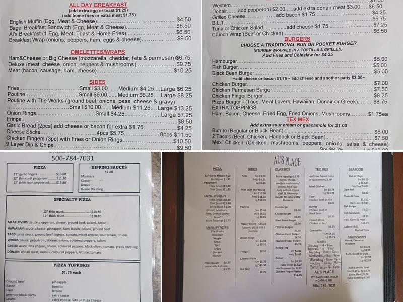 Al's Place Menu