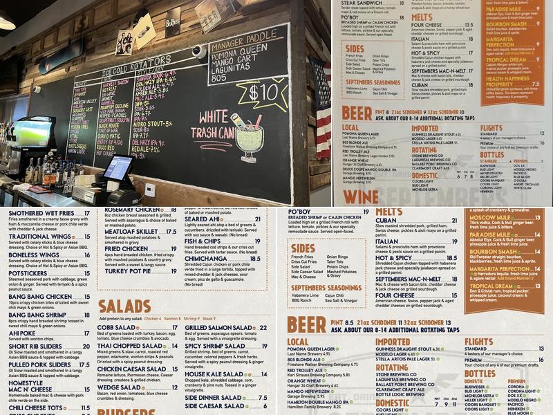 Septembers Taproom & Eatery - Chino Hills Menu