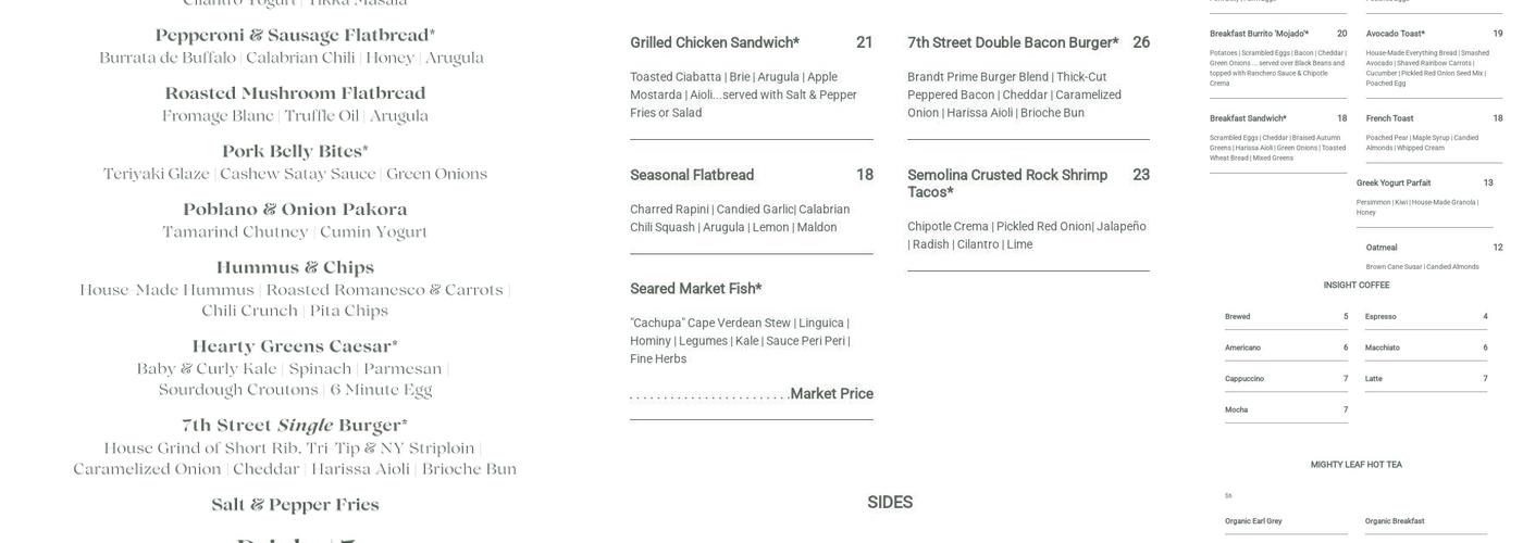 The 7th Street Standard Menu