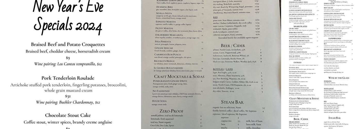 Crescent Bistro Menu