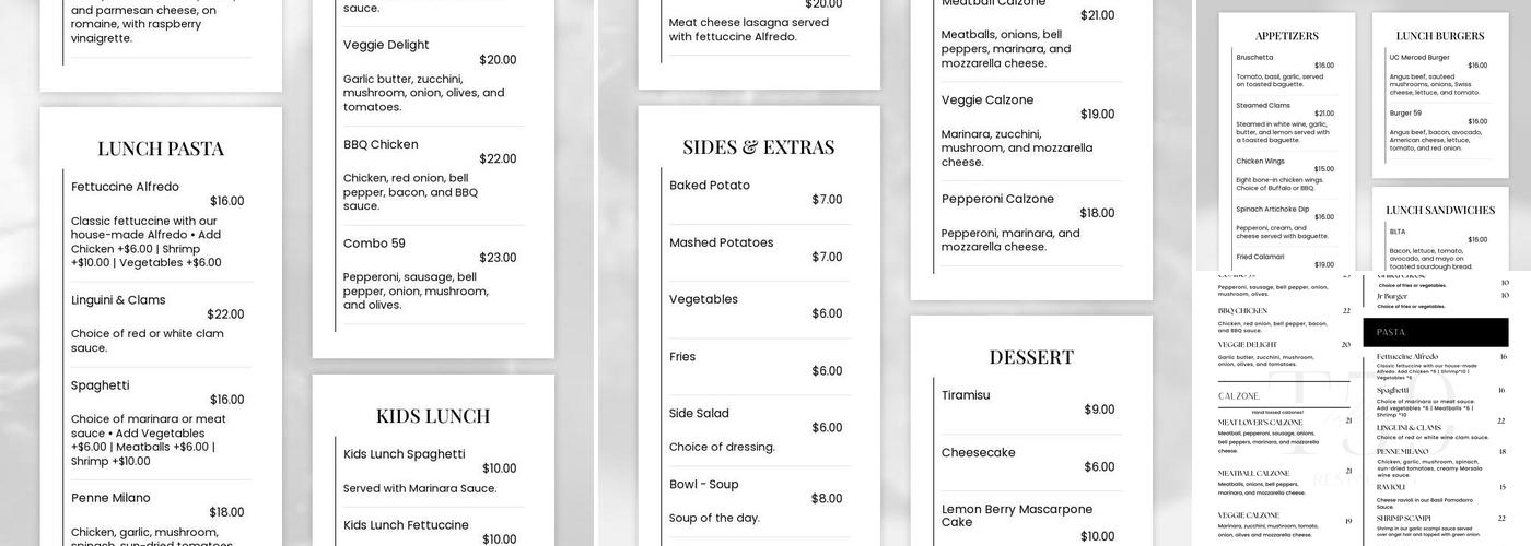 Table 59 Menu