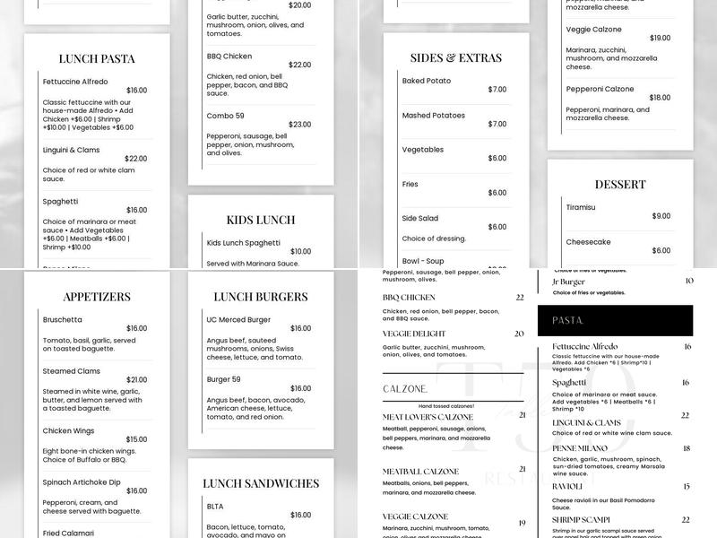 Table 59 Menu