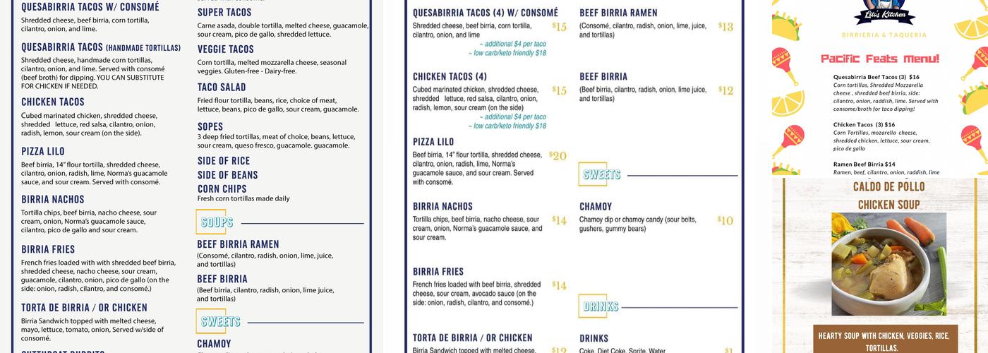 Lilo's Kitchen Menu