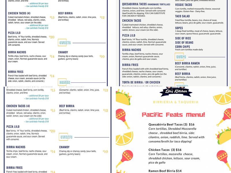 Lilo's Kitchen Menu