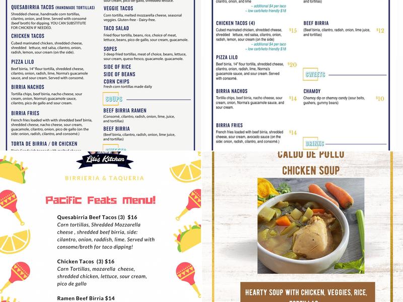 Lilo's Kitchen Menu