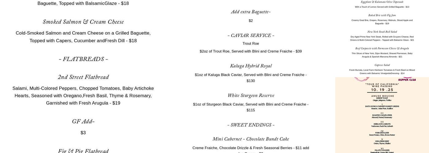 Wine on 2nd Menu