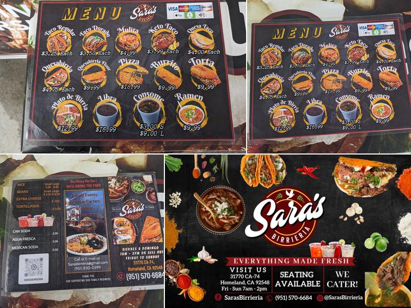 Sara's Birrieria Menu