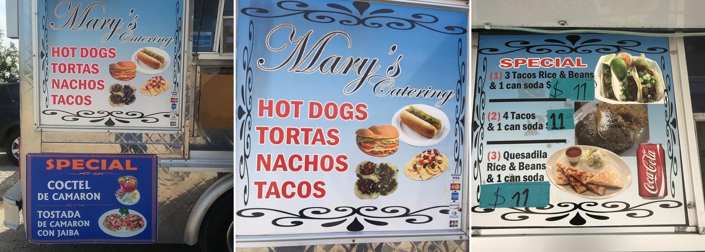 Mary's catering Menu