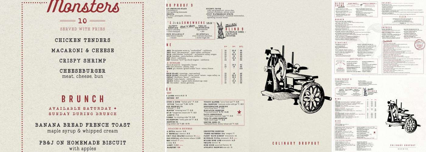 Culinary Dropout Menu