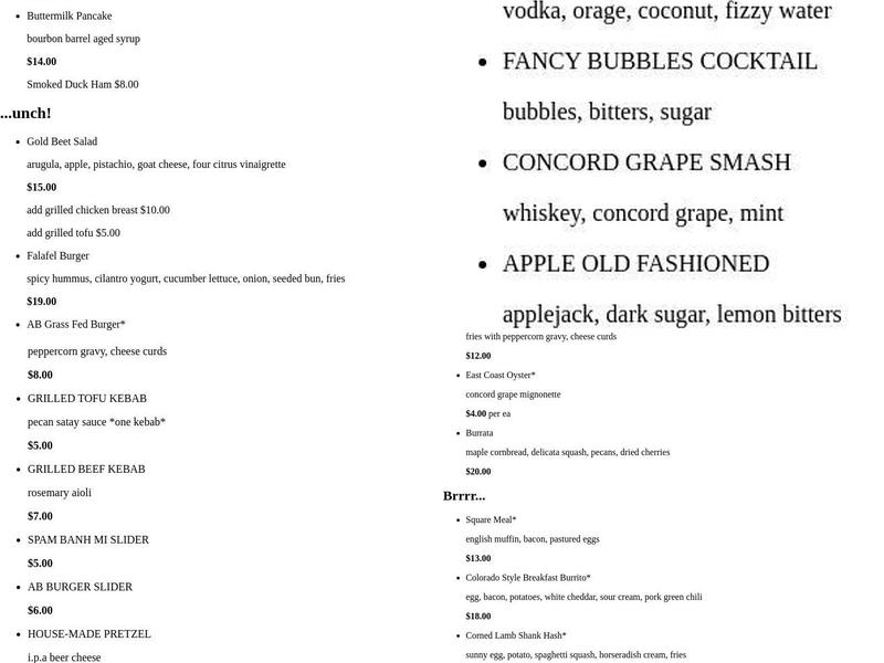 Apple Blossom Menu