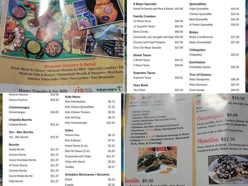 Plaza Oaxaca Mexican Food and Grocery store Menu