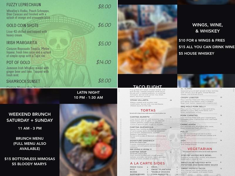 Cantina Tex Mex Tequila Bar Menu