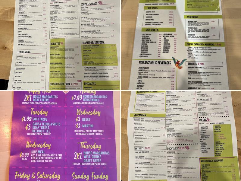 Catrinas Mexican Fusion Menu