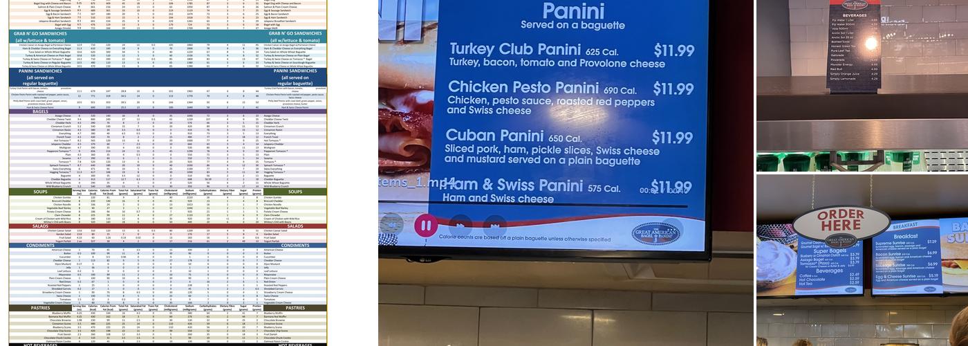 The great American bagel panini Menu