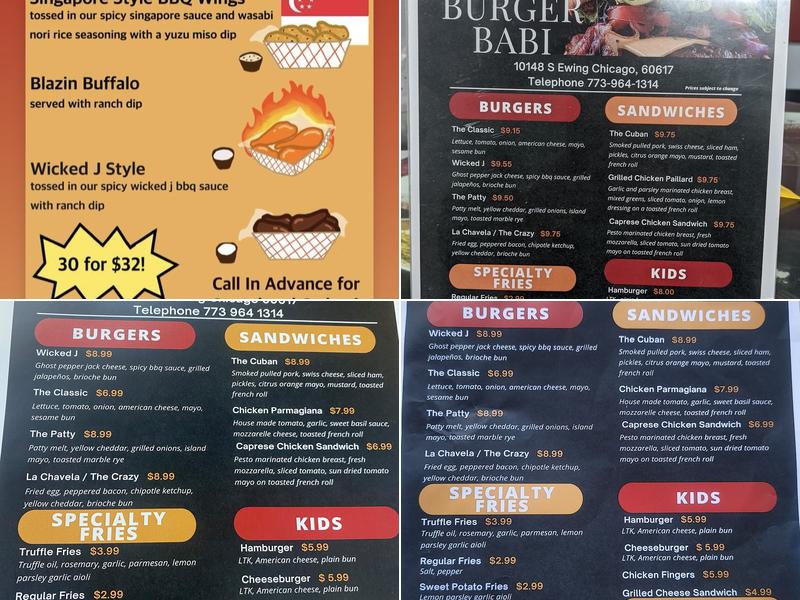 Chi Burger Babi Menu