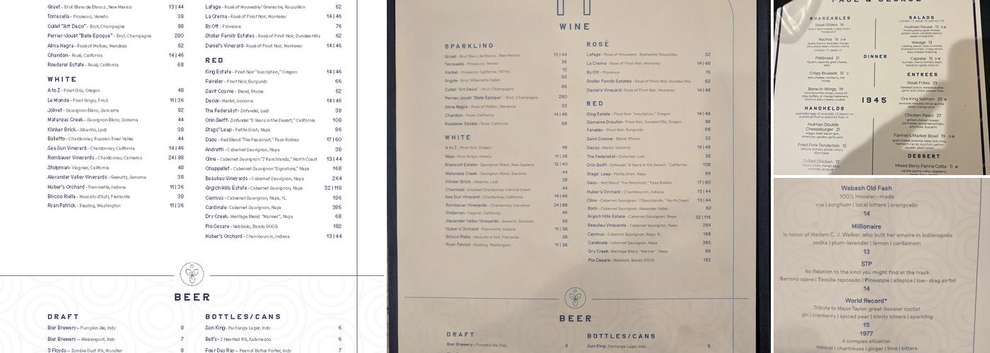 The Hulman Menu