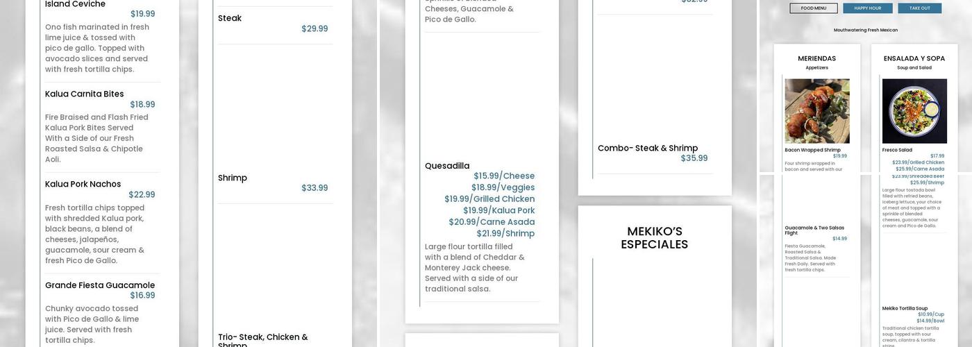Mekiko Cantina Menu