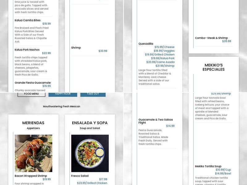Mekiko Cantina Menu