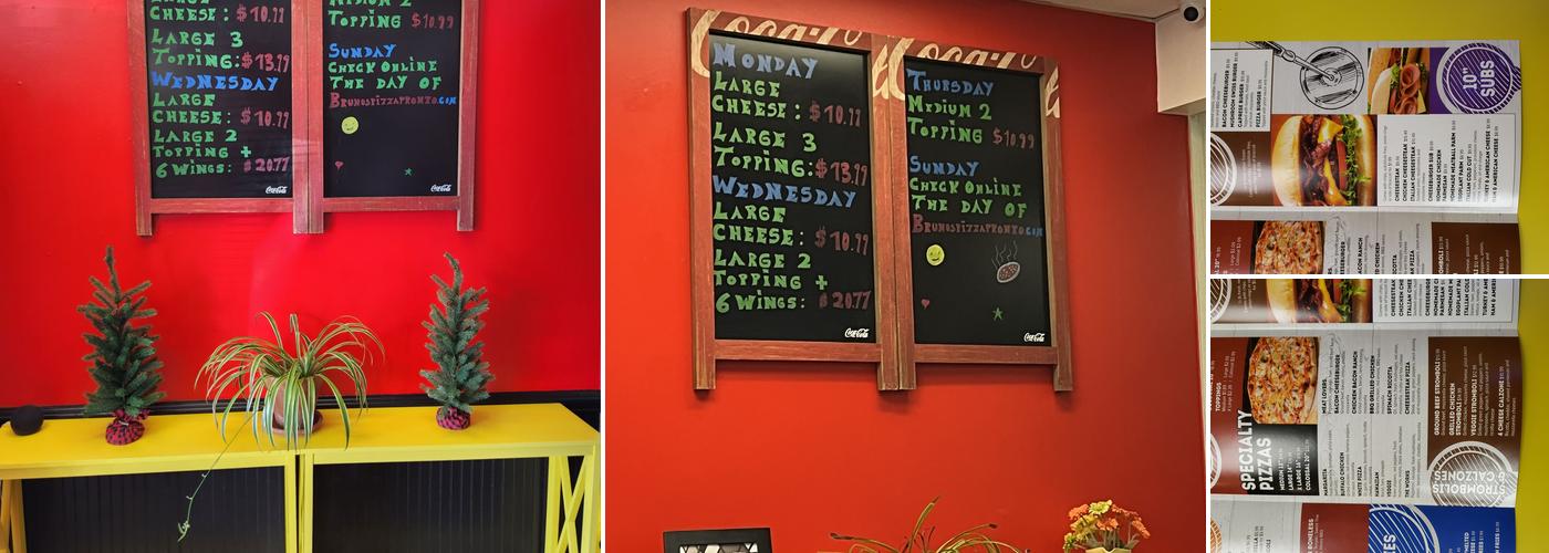 Bruno's Pizza Menu
