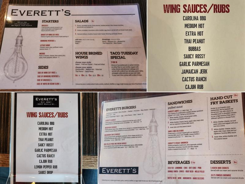 Everett's Menu