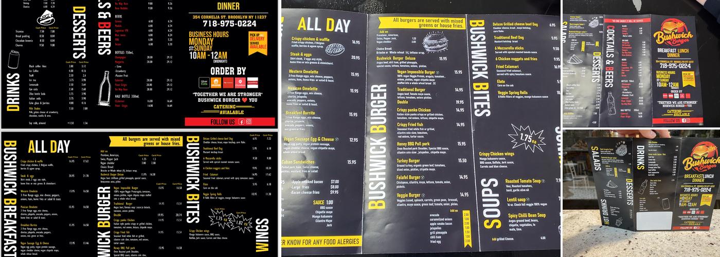 Bushwick Burger Co. Menu