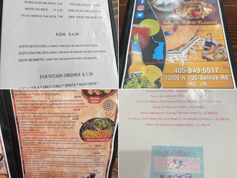 Mama Lety Authentic Mexican Restaurant Menu