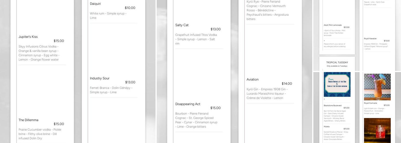 The Royal Bobcat Menu