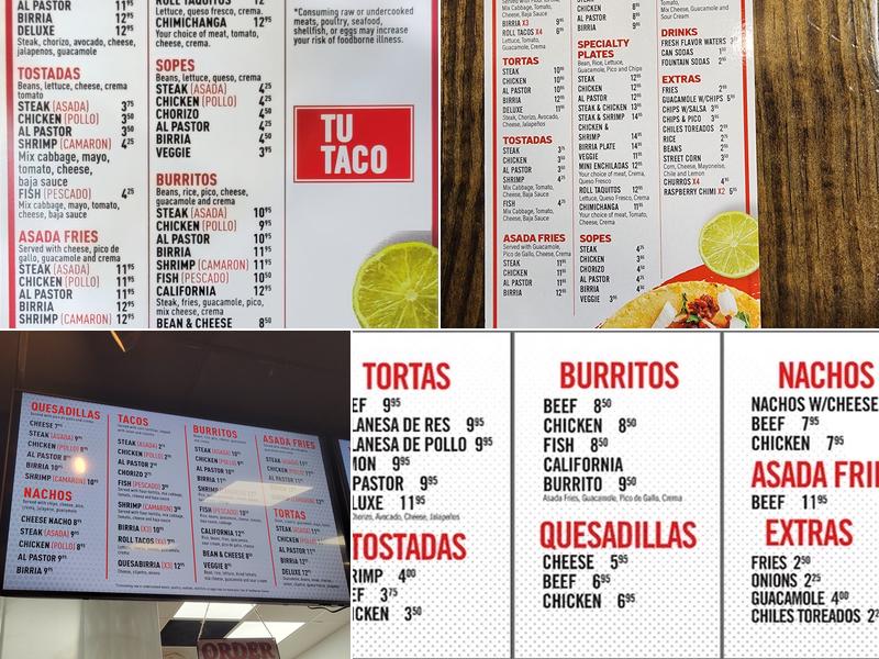 Tu Taco Menu