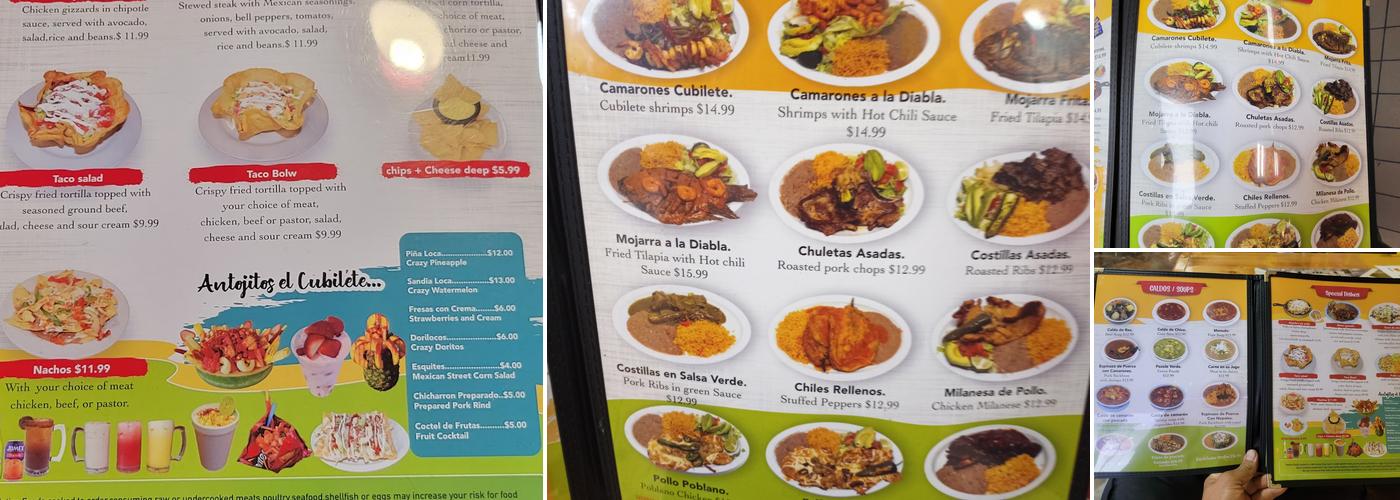 El Cubilete Menu