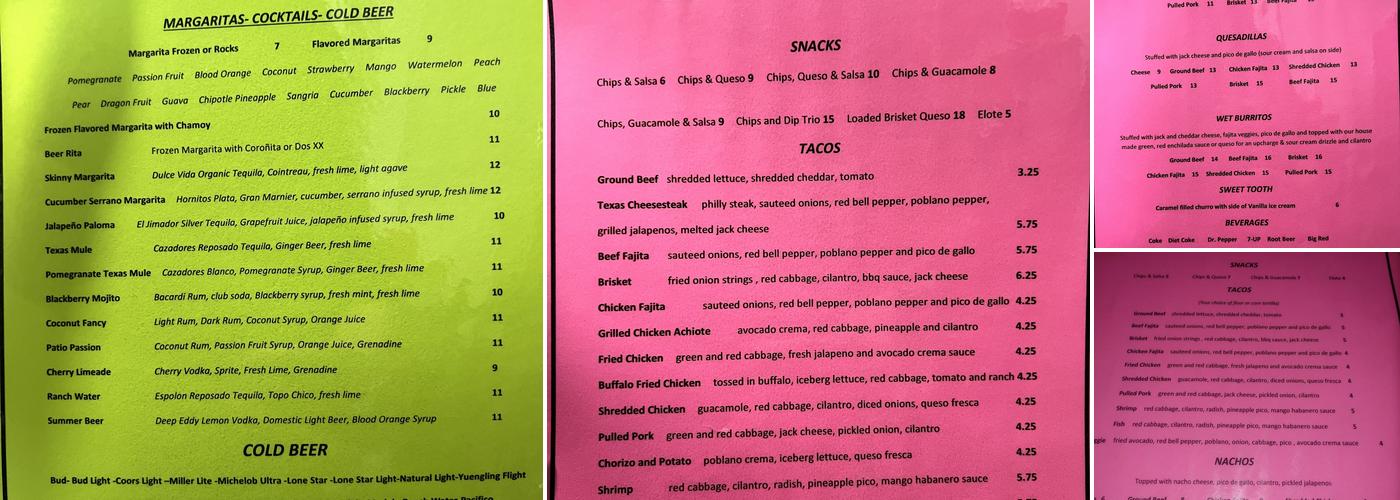 Taco Dive Menu