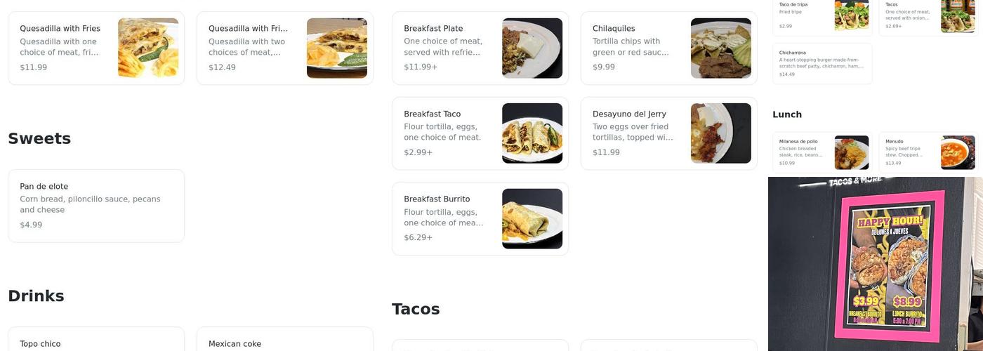 Los Primos Tacos & More Menu