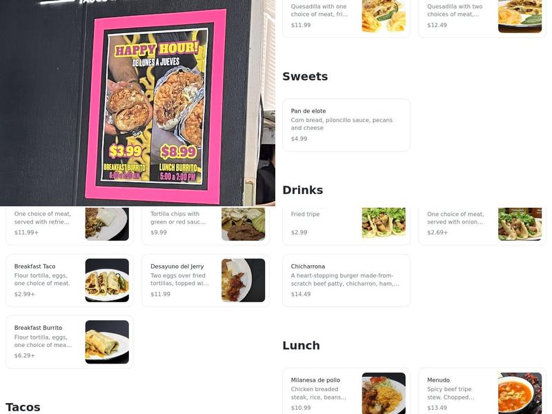 Los Primos Tacos & More Menu