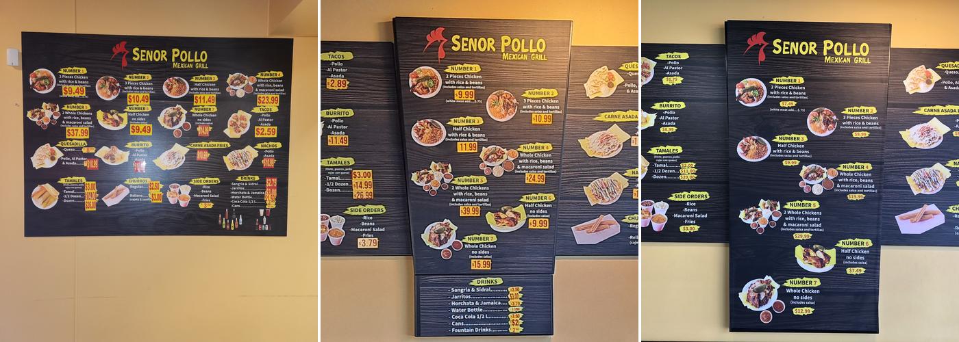 Señor Pollo Menu