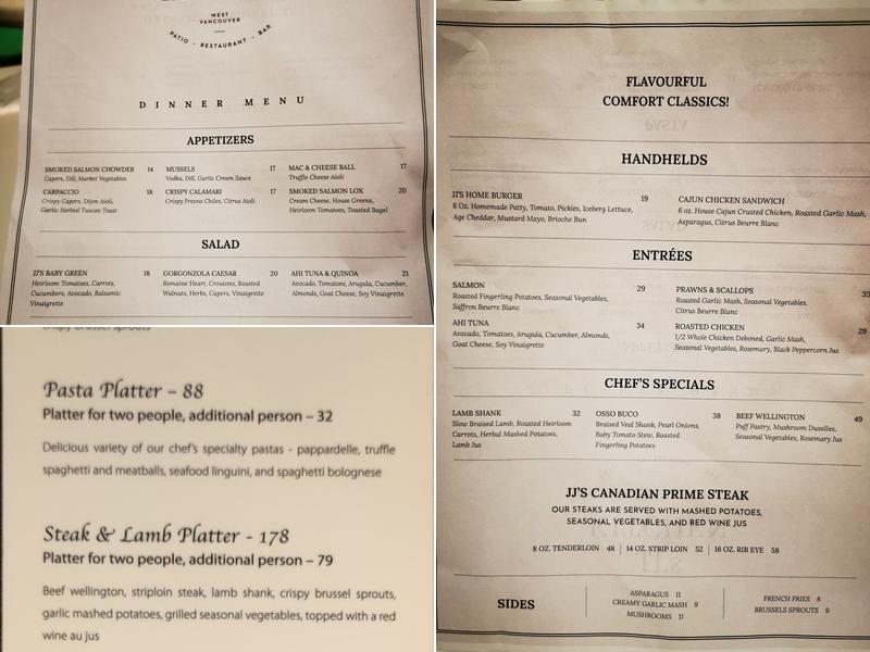 JJ's Kitchen Menu