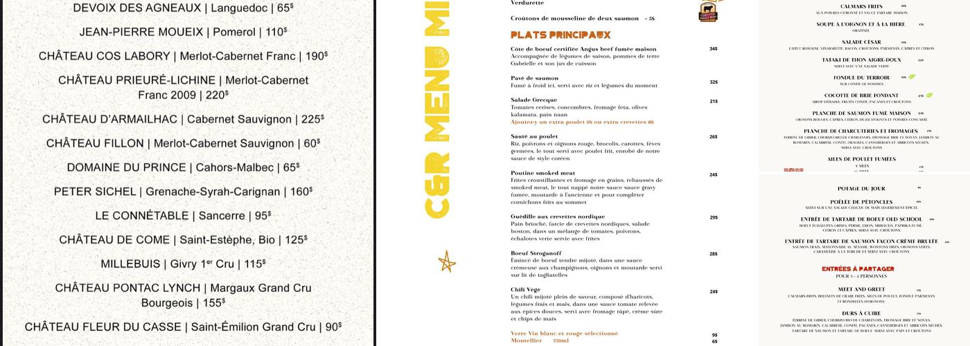 Cecile et Ramone Menu