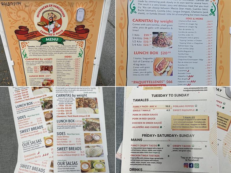 Carnitas El Rolys Menu