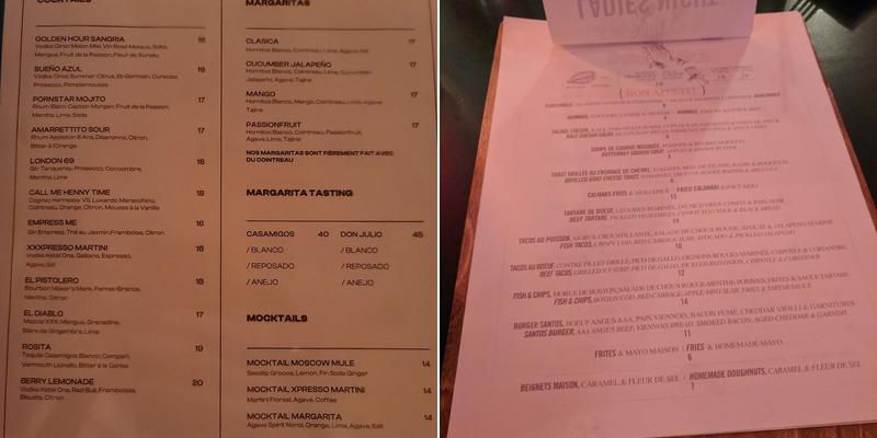 Santos Menu