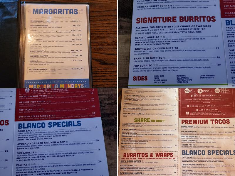 Blanco Cantina Menu